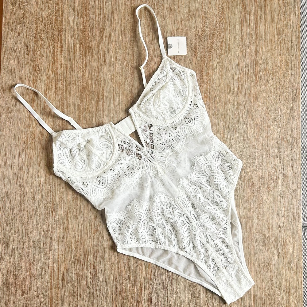 Anthropologie White Lace Bodysuit